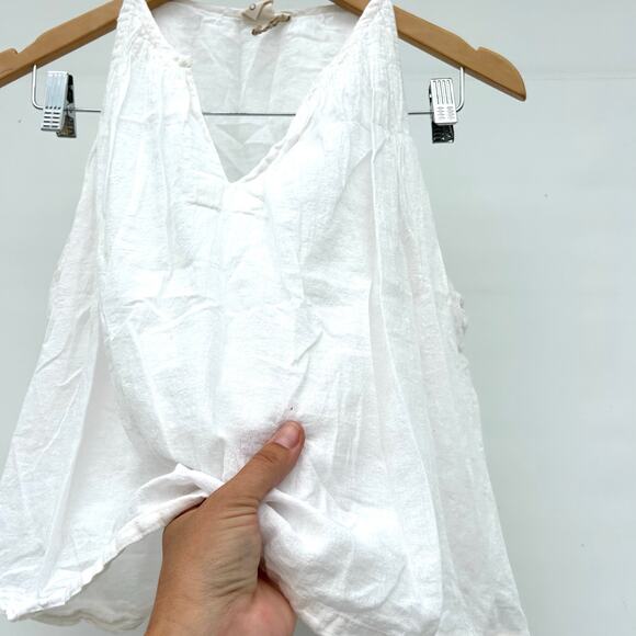 World Of Crow White Cotton Tank Top Blouse Cottagecore XS Crop Minimalist - Picture 7 of 7